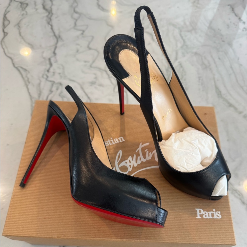 NEVER WORN!! Christian Louboutin  Private Number 120 kid sling backs